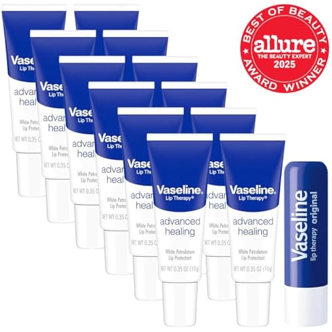 Vaseline LIP THERAPY ADVANCED PETROLEUM JELLY, SKIN PROTECTANT, TRAVEL SIZE .35 OZ, PACK OF 12 - Image 2